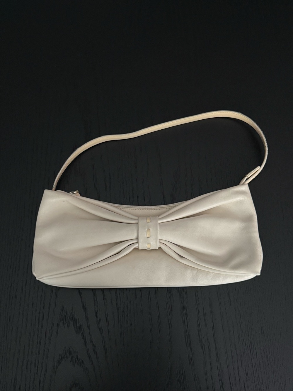 Vintage Furla Cream Bow Shoulder Clutch